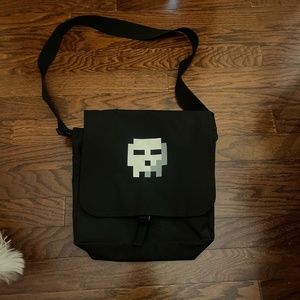 Pixelated Skull Messenger Bag